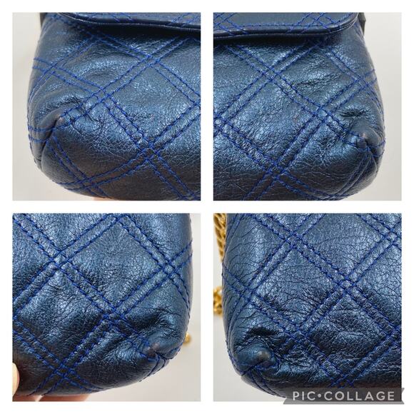 Marc Jacobs Small Single Crossbody Bag Quilted Metallic Midnight Blue Y2K Mini - Picture 8 of 14